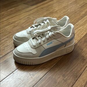 Puma Classic White and Light Blue Sneakers
